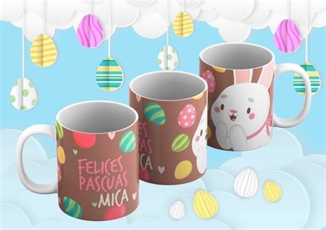 Plantillas Sublimar Tazas Conejo De Pascua