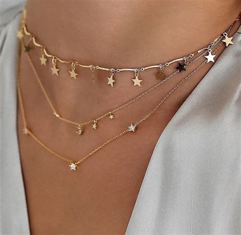 Gold Chokers Yellow Gold Chokers Star Necklace Gold Star Choker Summer Style Summer Outfit