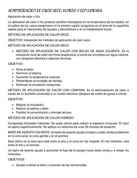 Administración de Calor Seco Húmedo y con Lámpara Marcela Hernández