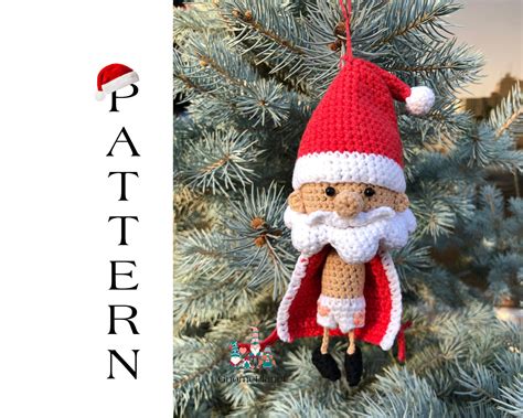 Crochet Santa Ornament Pattern Christmas Amigurumi Pattern Etsy