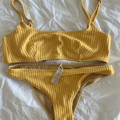 Zulu Zephyr Cord Toweling Bikini Worn Once Top Depop