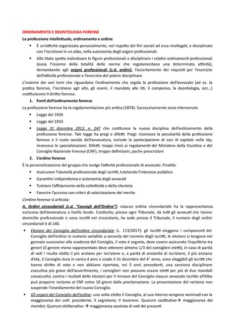 Appunti Deontologia A Schemi Ordinamento E Deontologia Forense La