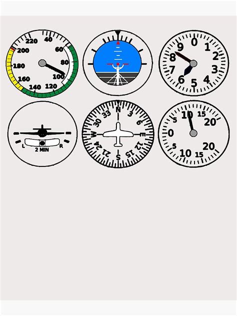 Basic Six Flight Instruments Six Pack Pilot Flight Instruments T Poster By Lukifo Radical