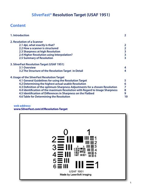 Silverfast Resolution Target Usaf 1951 Pdf Pdf Image Scanner