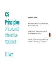 Cs Principles Unit Journal Interactive Notebook Activities For