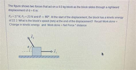 Solved The Figure Shows Two Forces That Act On A Kg Block As The