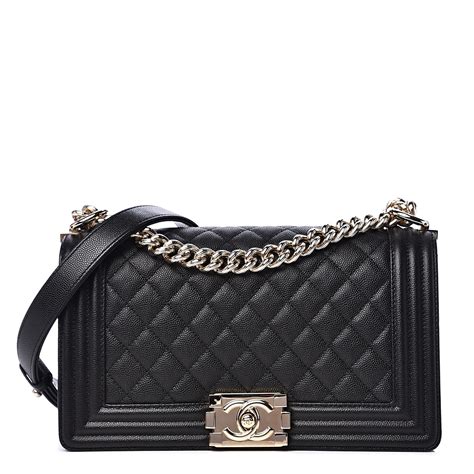 CHANEL Caviar Quilted Medium Boy Flap Black 534642