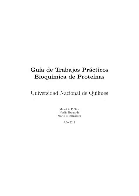 Pdf Gu A De Trabajos Pr Cticos Bioqu Mica De Prote Nas Universidad