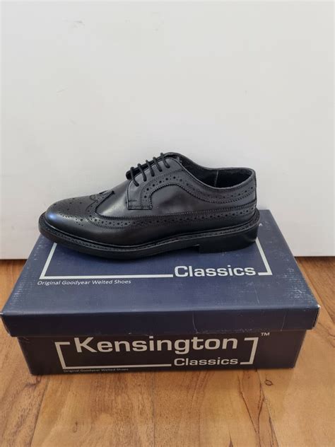 Kensington Full American Brouge Classic Black Leather Blackmansshoes