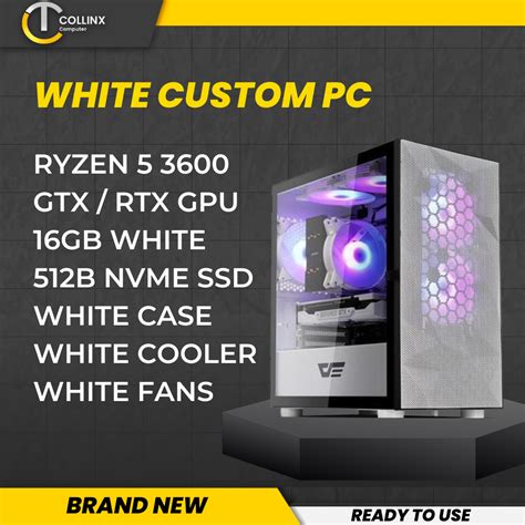 WHITE PC BUILD B AMD RYZEN 5 3600 CPU Desktop Package With GPU