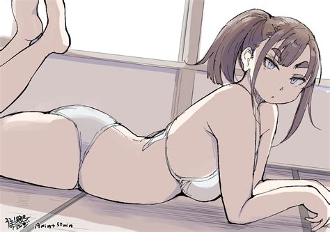 Hadashi No Kenji Original Highres Girl Ass Barefoot Bikini Blue Eyes Breasts Brown