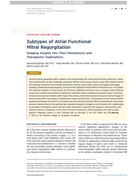 Subtypes Atrial Functional Mr 2019 Pdf Atrium Heart Heart