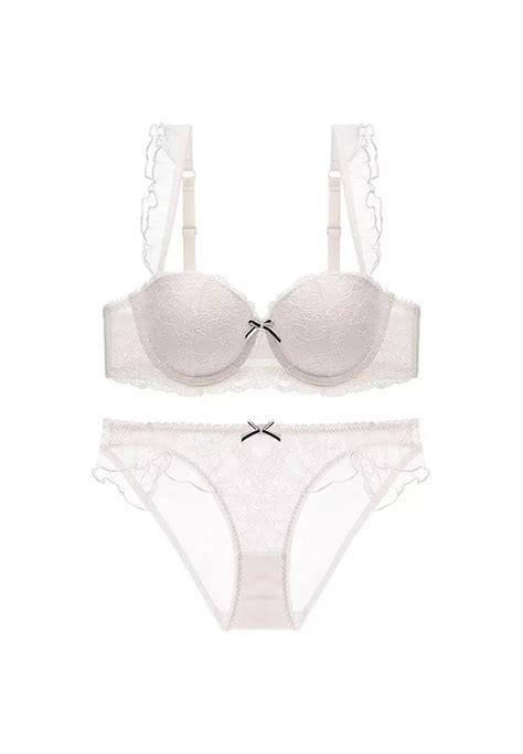 Buy Zitique Lace Lingerie Set Bra And Panty White Online Zalora Philippines
