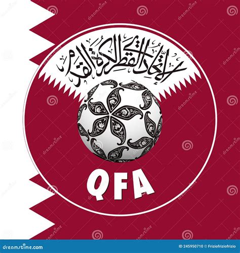 Logo De La Federación De Fútbol De Qatar Con Bandera Nacional Imagen