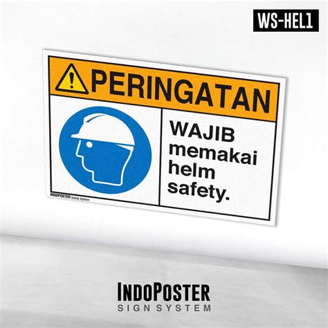 Jual Stiker Safety Sign Rambu K3 ANSI Peringatan Wajib Memakai Helm