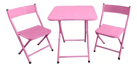 Mesa Plegable Para Ni Os Actividad Did Ctica Sillas En Acero Rosa