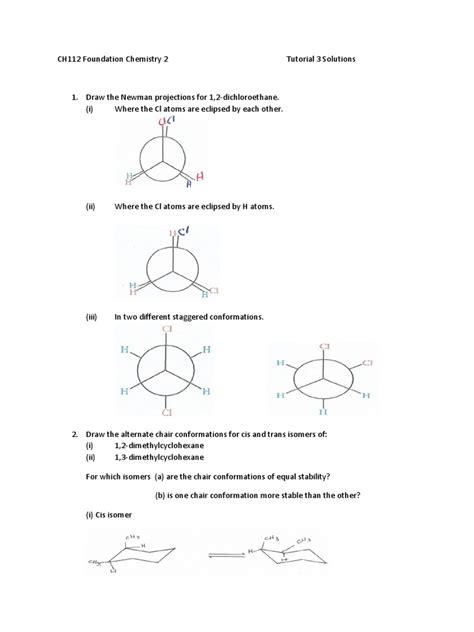 Drawing Newman Projections And Chair Conformations For Cycloalkanes