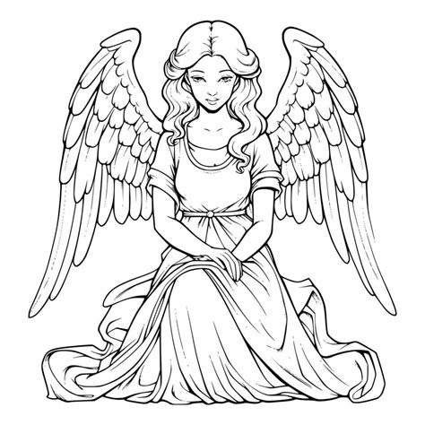 Angel Coloring Pages For Kids 27497671 Vector Art at Vecteezy