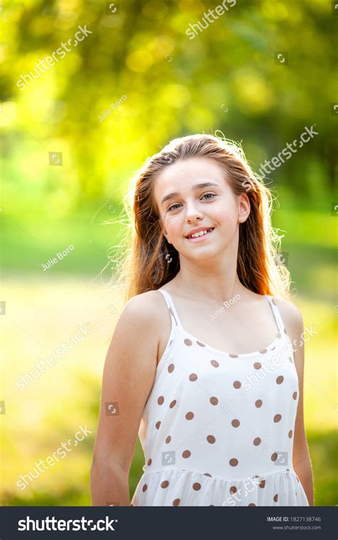Portrait Beautiful Girl Summer Dress On Stock Photo 1827138746