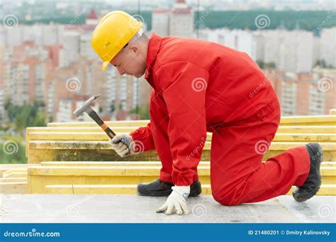 Builder Making Construction Works Stock Image Image Of Joiner