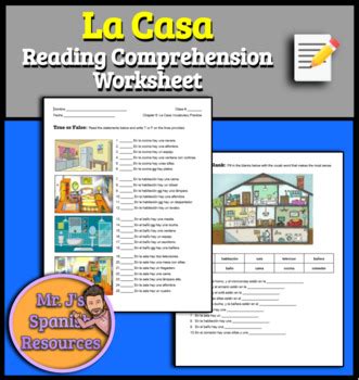 Spanish 1 La Casa House Vocabulary Practice Reading Comprehension Worksheet