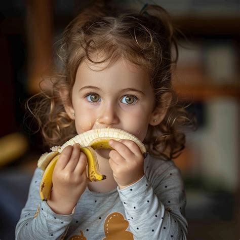 Uma Menina Comendo Uma Banana Um Personagem De Desenho Animado