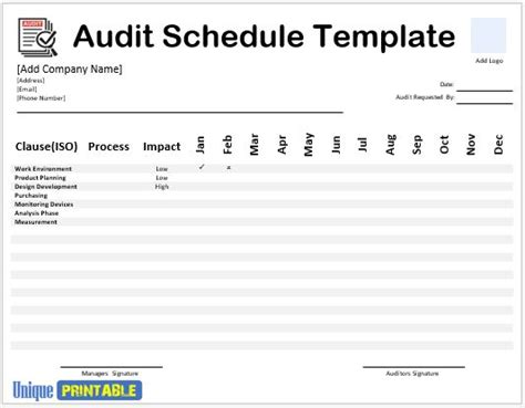 10 Free Audit Schedule Templates Free Unique Printable Templates