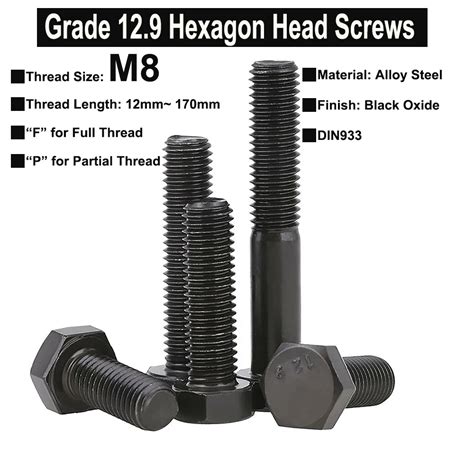 M Grade Alloy Steel Hexagon Head Screws High Strength Bolt Full