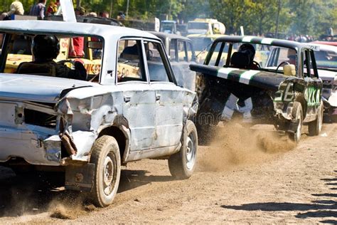 Demolition Derby Cars Stock Image Image Of Smashed Dirt 5308983
