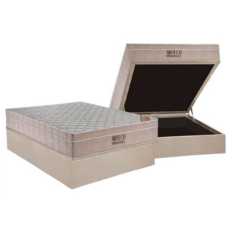 Cama Box Bau Casal Colchao Molas Ensacadas Ortobom Airtech Spring