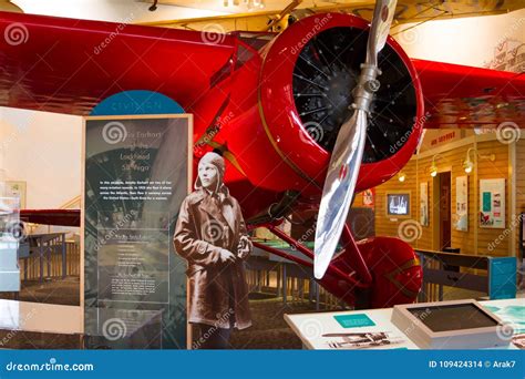 Amelia Earhart and Red Lockheed 5B Vega First Woman To Attempt T Editorial Stock Image - Image ...