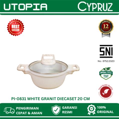 Jual Cypruz PI 0831 Casserole Pan Stock Pot Panci Anti Lengket White