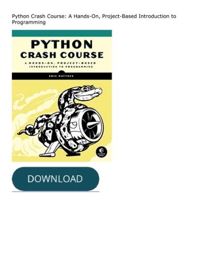 Get ️pdf️ Download Python Crash Course A Hands On Project Based Introduction To Programming