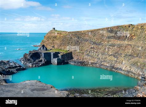 The Blue Pool At Abereiddy On The Pembrokeshire Coast In Wales Stock