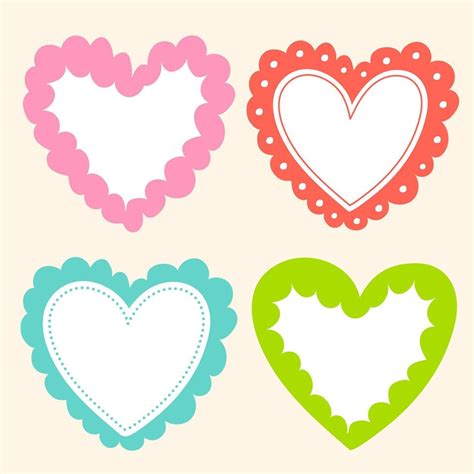 Cute Wavy Inside Dot Dash Line Doodle Cloud Heart Shape Green Blue Red