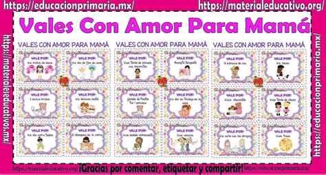 Maravillosos Vales Con Amor Para Mam Material Educativo