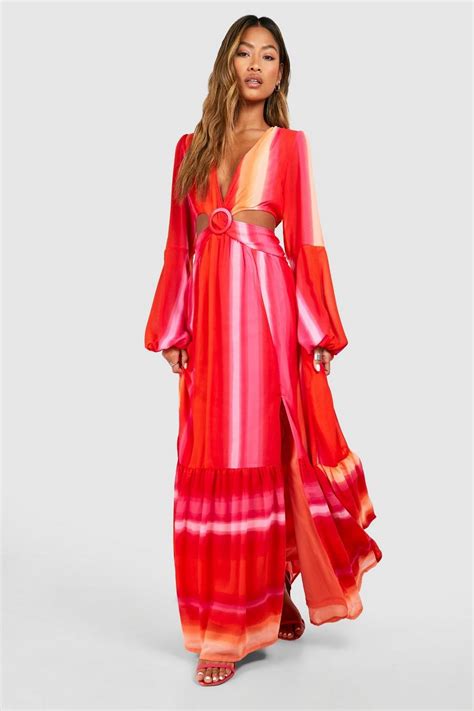 Ombre Print Cut Out Maxi Dress Boohoo Uk