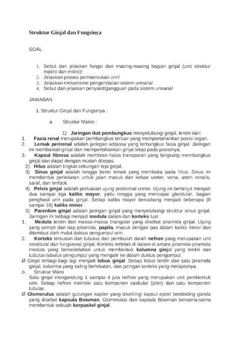 Docx Struktur Ginjal Dan Fungsinya Dokumen Tips