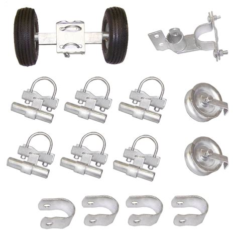 Chain Link Domestic Safety Industrial Rolling Gate Hardware Kit with 8" Tires and 7" Rear Wheels ...