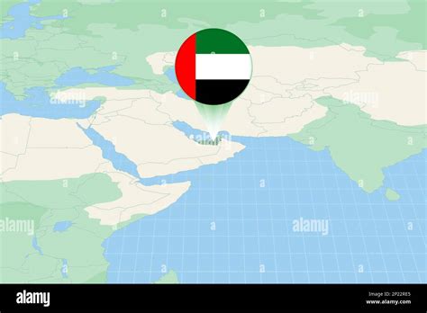 Ilustración de mapa de Emiratos Árabes Unidos con la bandera