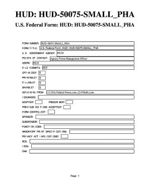 Fillable Online HUD 50075 SMALL PHA U S Federal Form Fax Email Print