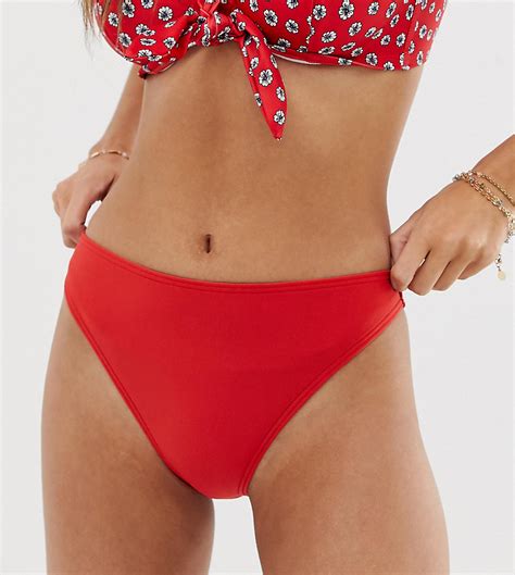 Peek Beau Eco Exclusive Ditsy Floral High Leg Bikini Bottom In Poppy