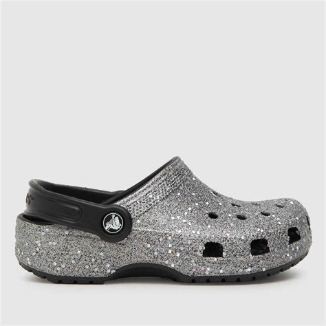 Crocs Black Classic Glitter Clog Girls Junior Sandals Shoefreak