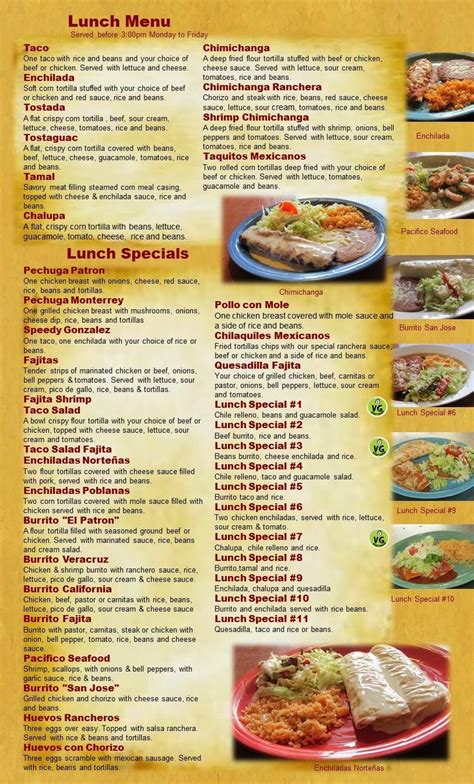 Menu At El Patron Mexican Grill Restaurant Edgerton