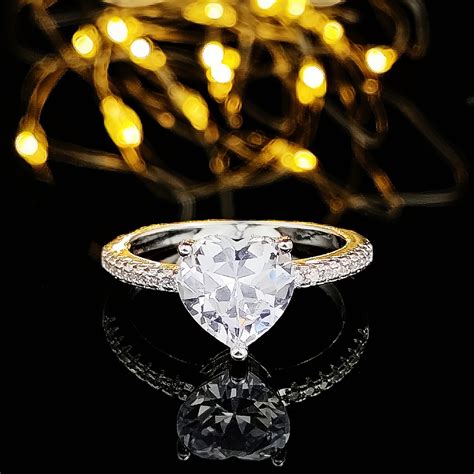 Elegant Finger Ring Inlaid Heart Shape Shiny Zircon Women Temu United