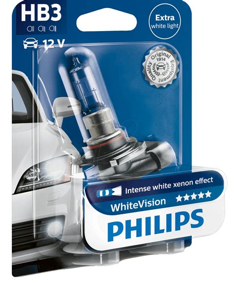 PHI HB3 WHITE1 HB3 Headlight Bulb Philips White Vision Single Unit At