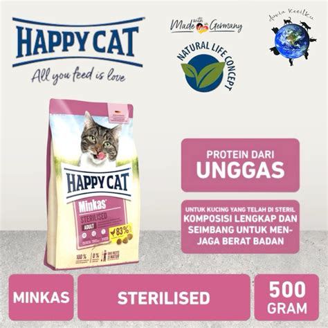 Jual Happy Cat Minkas Sterilised Adult Dry Cat Food Makanan Kering