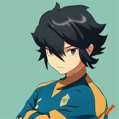 Inazuma Eleven Character With Black Hair And Green Shirt On Craiyon