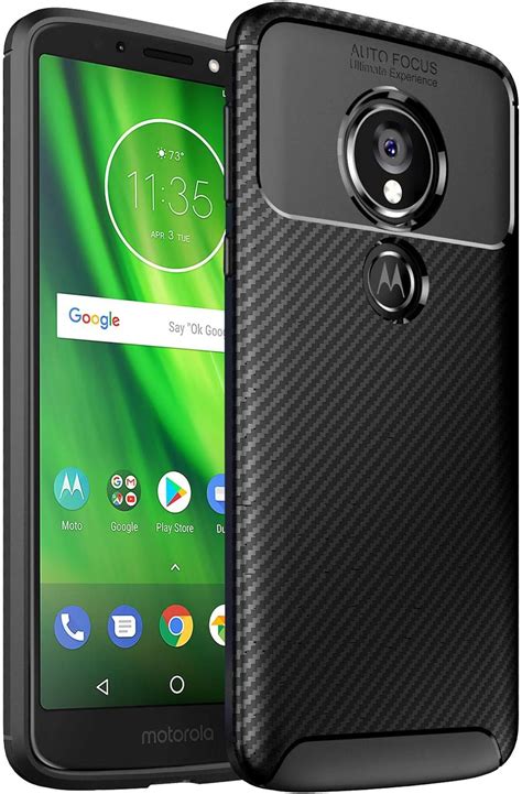 Case Collection Brushed Carbon Fiber Back Design Cover For Motorola Moto G6 Play Case Slim Fit