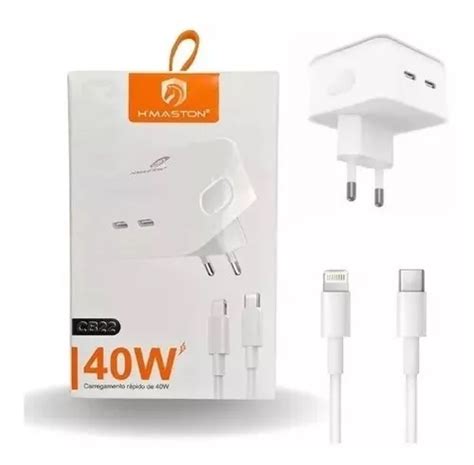 Carregador Turbo 40w Porta Dupla Usb C P IPhone Parcelamento Sem Juros